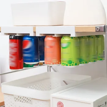 Bira Soda Depolama Rafı Buzdolabı Raf Altında Slayt Soda İçecek Organizatör Mutfak Çift sıralı Konteyner İçecek Kutusu