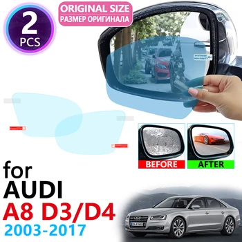 Audi için A8 D3 D4 4E 4H S8 A8L 2003 ~ 2017 Tam Kapak dikiz aynası Anti-Sis Filmleri Yağmur Geçirmez Anti Sis Filmi Temiz Araba Aksesuarları