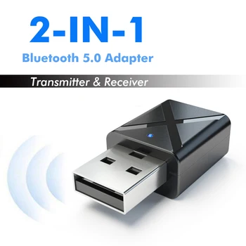 Bluetooth 5.0 Verici Ses Alıcısı Stereo Bluetooth Verici Araba Mini 3.5 mm AUX TV PC İçin kablosuz Bluetooth Adaptörü