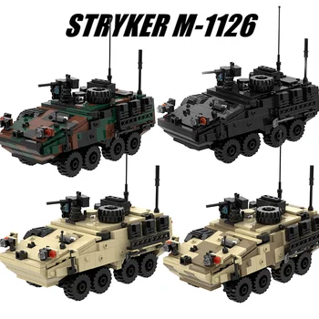 MOC Askeri Yapı Taşları Stryker Zırhlı Düşman Araç Araba Modeli Seti ABD Ordusu Figürleri WeaponsTruck Tabancası Parçaları Kitleri Oyuncaklar