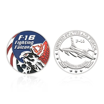 Amerikan Uçak Gümüş Sikke F - 16 Fighting Falcon Madalya Gümüş Kaplama Sikke Dekorasyon hatıra parası
