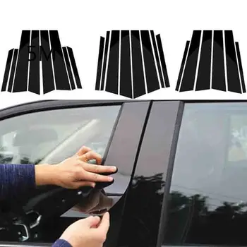 Ayna Parlak Siyah Araba Pencere Pillar Sticker Trim İçin BMW E46 E90 E91 E92 E93 E60 F10 f01 f02 F07 F30 X1 X2 X3 X4 X5 X6 X7 x2