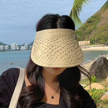 2023 Kadın Yaz Siperliği Şapka güneş şapkası Geniş Geniş Kenarlı plaj şapkası Hasır Şapkalar Chapeau Femme Plaj UV Koruma Kapakları Kafa Bandı