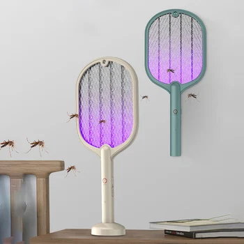 2 in 1 Elektrikli sivrisinek Raket Sineklik USB Böcek Öldürmek Fly Bug Zapper için Ev