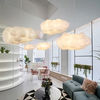 Beyaz Doğal Pamuk Bulut Avizeler yemek masası Asılı Lambalar Modern Minimalist Tarzı Ev Dekor Arka Plan Avize LED