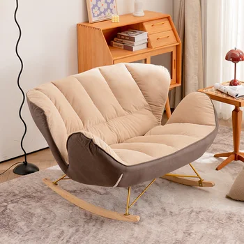 Işık lüks sallanan sandalye Recliner yetişkin ev İskandinav çift tembel kanepe teknoloji kumaş kanepe yatak odası sandalye kanepeler oturma