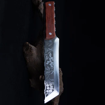 8 İnç Ahşap Doğrama Bıçağı 7Cr17MoV Cleaver Longquan Mutfak Bıçakları Et Kümes Hayvanları Araçları Ahşap Saplı El Yapımı Dövme çin Messer