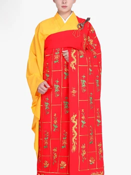 unisex yüksek kaliteli nakış çiçek budist shaolin keşiş kung fu takım elbise zen yatıyordu elbisesi giyim zuyi buda cüppe kesa elbise