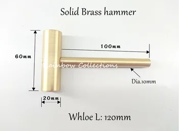 Yüksek Kaliteli L120mm Katı Pirinç Çekiç DIY manuel çekiç saat tamir çekiç ceviz bakır çekiç el aletleri parçaları