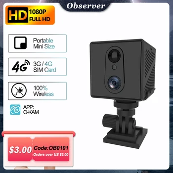 4G Mini Gözetim Kamera Kablosuz 1080P Taşınabilir Video IP kamera Güvenlik Koruma 3000mAh Pil Uzun Bekleme PIR Algılama