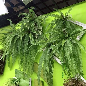 140cm Yapay Asılı Bitkiler Büyük Tropikal Rattan Sahte Fern Çim Asma Plastik Yapraklar Duvar Dikey Bahçe Ev Dekor