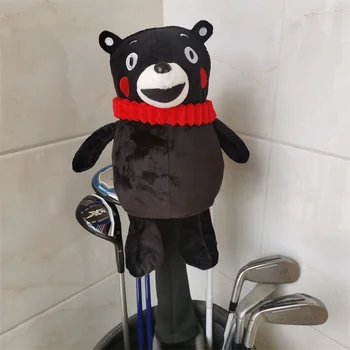 Kumamon golf sopası başlığı Başörtüsü Peluş Siyah Ayı Hayvan 460cc Ahşap golf sopası kılıfı
