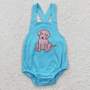 Yeni Tasarım RTS Köpek Nakış Toddler Tulum Çocuklar Pamuk Onesie Giysileri Bebek Erkek Bodysuits