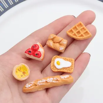 Mini Ekmek Dollhouse Minyatür Kahvaltı Gıda Oyun Simülasyon Gıda Minyatür Model telefon süsü Takı Yapma Aksesuarları