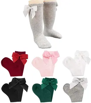 Bebek Kız Sevimli Diz üstü çorap Toddlers Tüp Ruffled Yay Çorap Bebek Yenidoğan Pamuk Prenses Çorap ucuz şeyler kız çorap