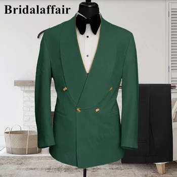 Bridalaffair Tavuskuşu Yeşil Güz Bahar Erkek Takım Elbise 2 Adet Iki Dekoratif Düğmeler Kostüm Homme Düğün Slim Fit Damat Smokin Düğün