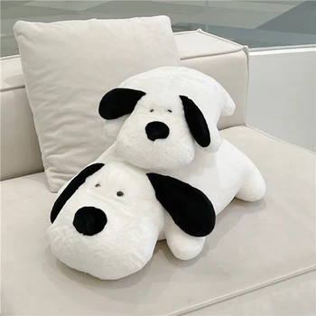 Yumuşak Siyah ve Beyaz Yalan Köpek Bebek peluş oyuncaklar Kawaii Köpek Şekli Yastık kanepe yastığı Hediye Çocuklar için Kız Mevcut Ev Dekor 쿠션