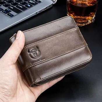 BULLCAPTAIN Yeni Varış moda Erkek Cüzdan Inek Derisi bozuk para cüzdanı Ince RFID Carteira Tasarımcı Marka Cüzdan debriyaj deri cüzdan