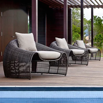 Modern Aile Yanı Açık Bahçe Kanepeler Su Geçirmez Avlu Villa Tasarımcı dinlenme koltuğu Yaratıcı Balkon Otel Kulübü Rattan Sandalye