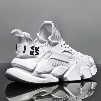 Yeni Tıknaz erkek Spor Ayakkabı Beyaz Sokak Trendi erkek ayakkabısı Nefes Açık Koşu Spor koşu ayakkabıları Büyük Boy 45 46
