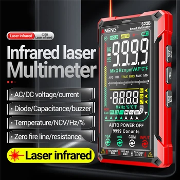 ANENG 622B DC / AC 9999 Dijital Akıllı Multimetre 10A tester ölçer Otomatik Aralığı True RMS Multimetre İle lazer lamba Kapasite Ohm