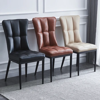 Işık lüks deri İskandinav Yemek Sandalyesi Modern Ev Basit Yemek sırtlı sandalye Eğlence Oturma Odası Mobilya müzakere sandalye