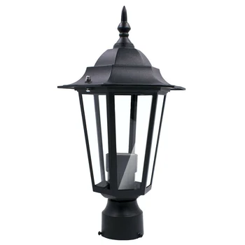 Direk direği ışık açık bahçe veranda Driveway Yard fener lambası siyah üst
