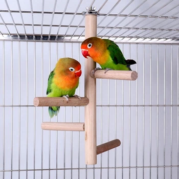 Kuş Ahşap Levrek Oyuncak Doğal Ahşap Standı Parakeet Oyuncaklar Kuş Kafesi Tünemiş Aksesuarları Quaker Senegal Papağan Mini Amerika Papağanı