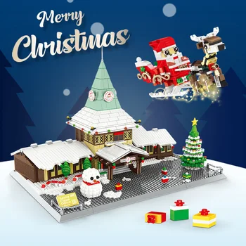 Noel Baba Ofis Yapı Taşları Noel Ağacı Sonwman Elk 2180 ADET+ Mini Tuğla Oyuncaklar Noel Ekran Hediye