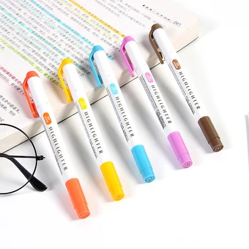 5 Renkler/Kutu Çift Başlı Vurgulayıcı Seti Floresan Renkli işaretleme kalemleri Ofis Kırtasiye 